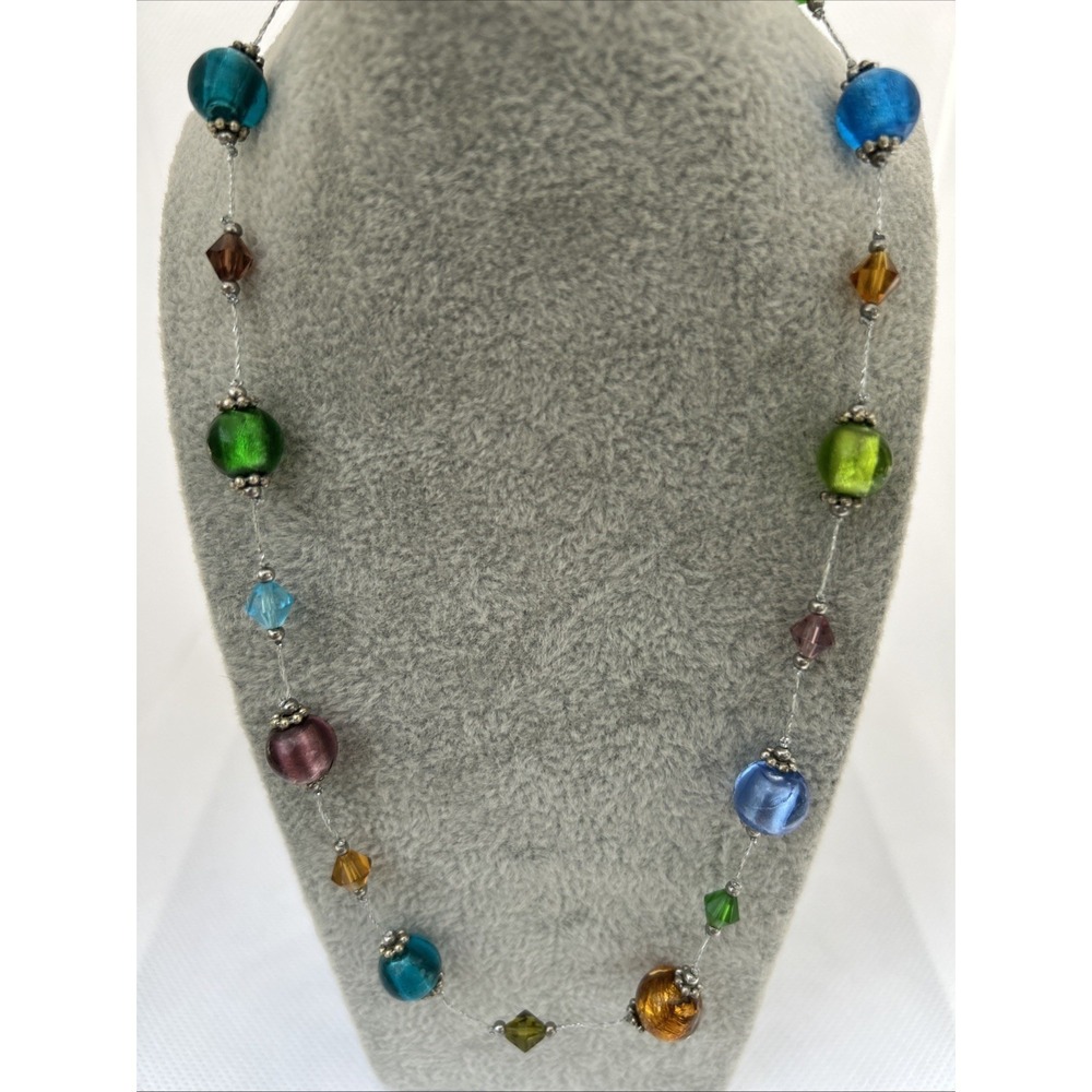 Vintage Glass Beaded Fruit Salad‎ Necklace Multicolor Art Boho Murano Style - Picture 3 of 5